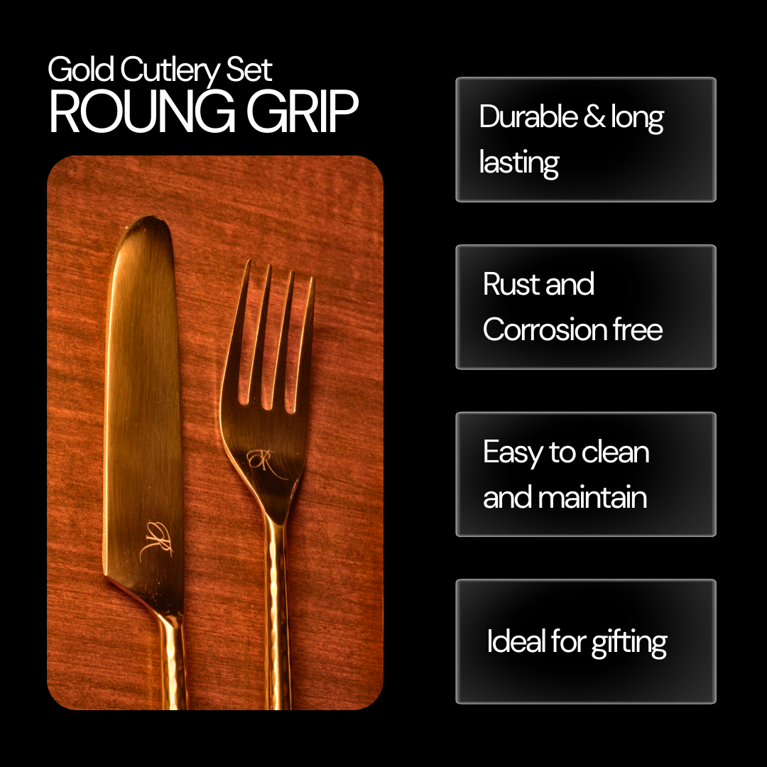 Luxury gold cutlery features
